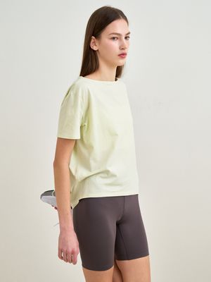 릴렉스 핏 보트넥 반팔 티셔츠_더스티그린(FMST4015S)