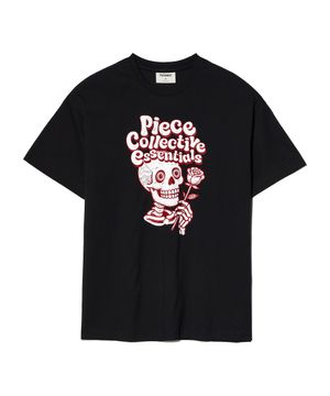 VINTAGE ROSE N SKULL TEE (BLACK)