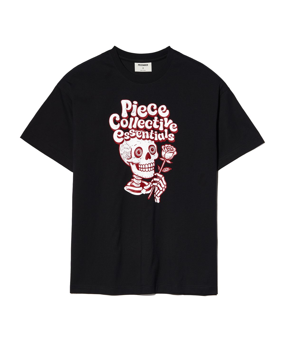 피스메이커(PIECE MAKER) VINTAGE ROSE N SKULL TEE (BLACK)