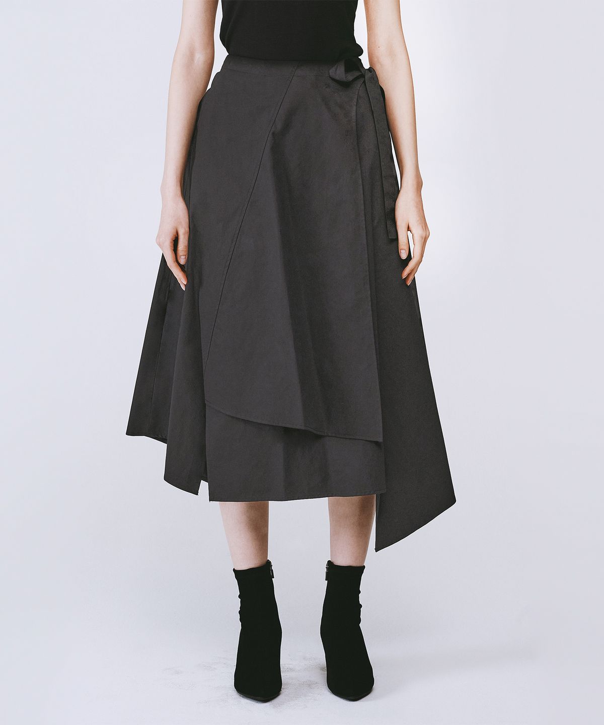 모노포비아(MONOPHOBIA) ASM COTTON WRAP SKIRT GREY 코튼 랩 스커트 그레이