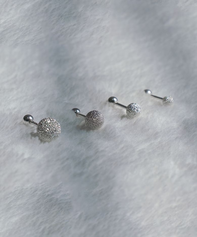 [SILVER] MATTE BALL PIERCING (4 TYPE)