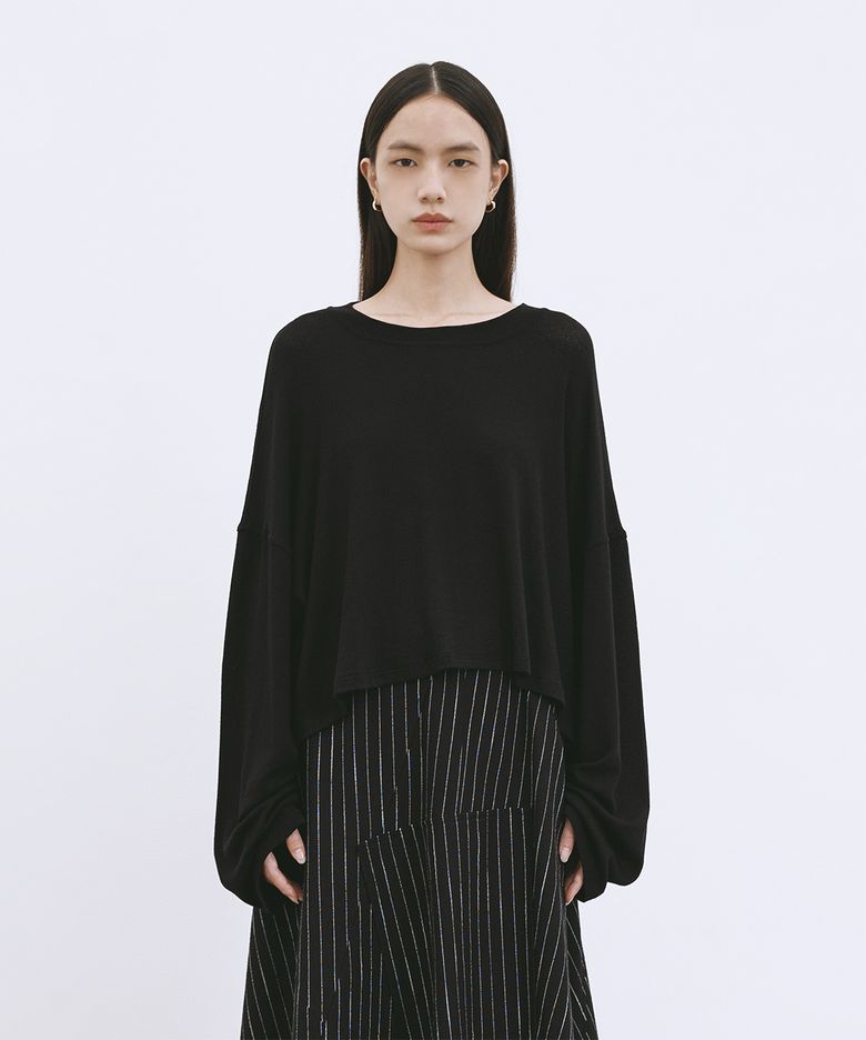 OVERSIZED LONG SLEEVE SWEATER BLACK 오버사이즈 긴팔 스웨터 블랙