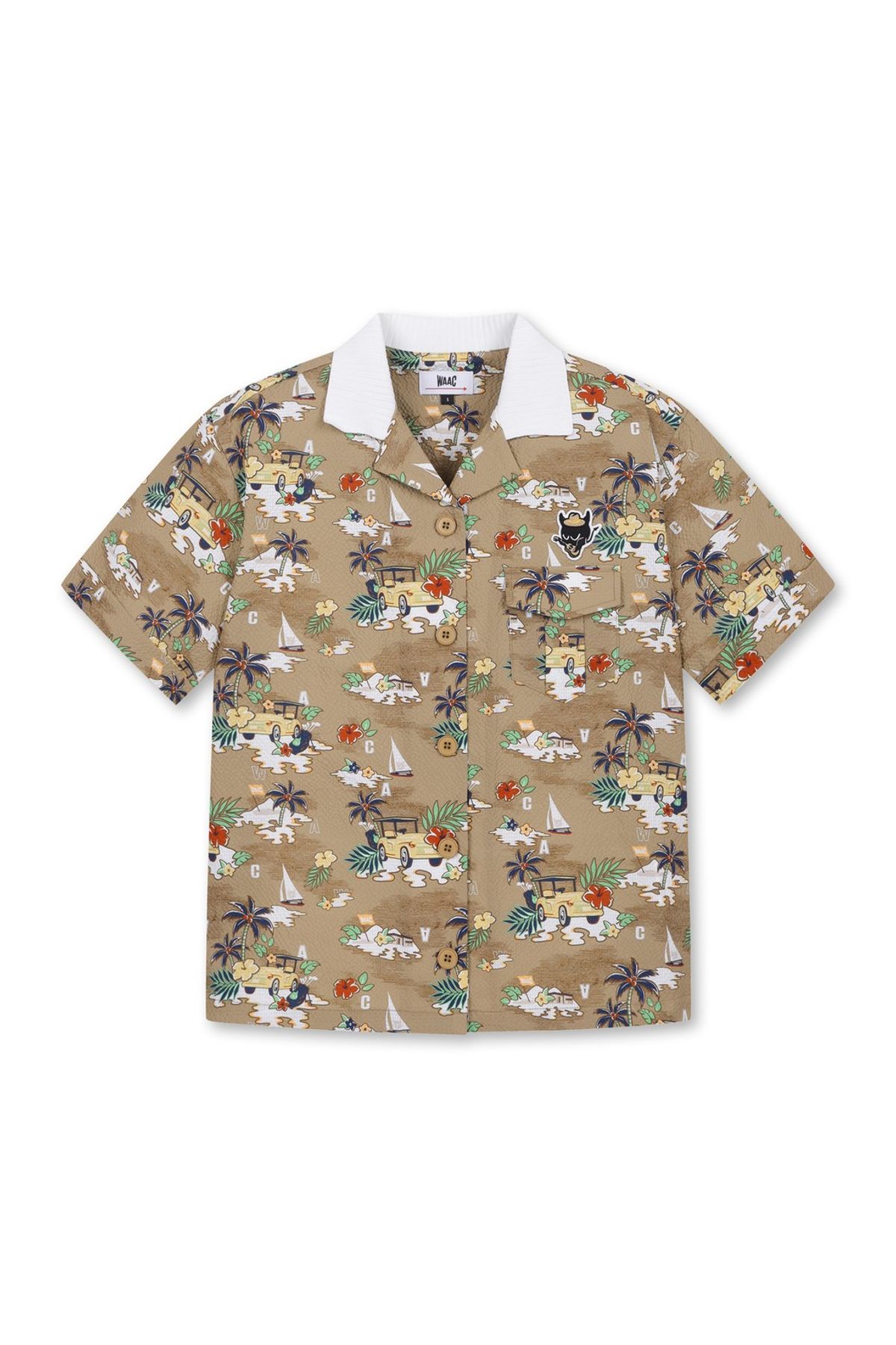 왁(WAAC) Women Print Seersucker Knit Collar Shirt_WWTCM25306BEX