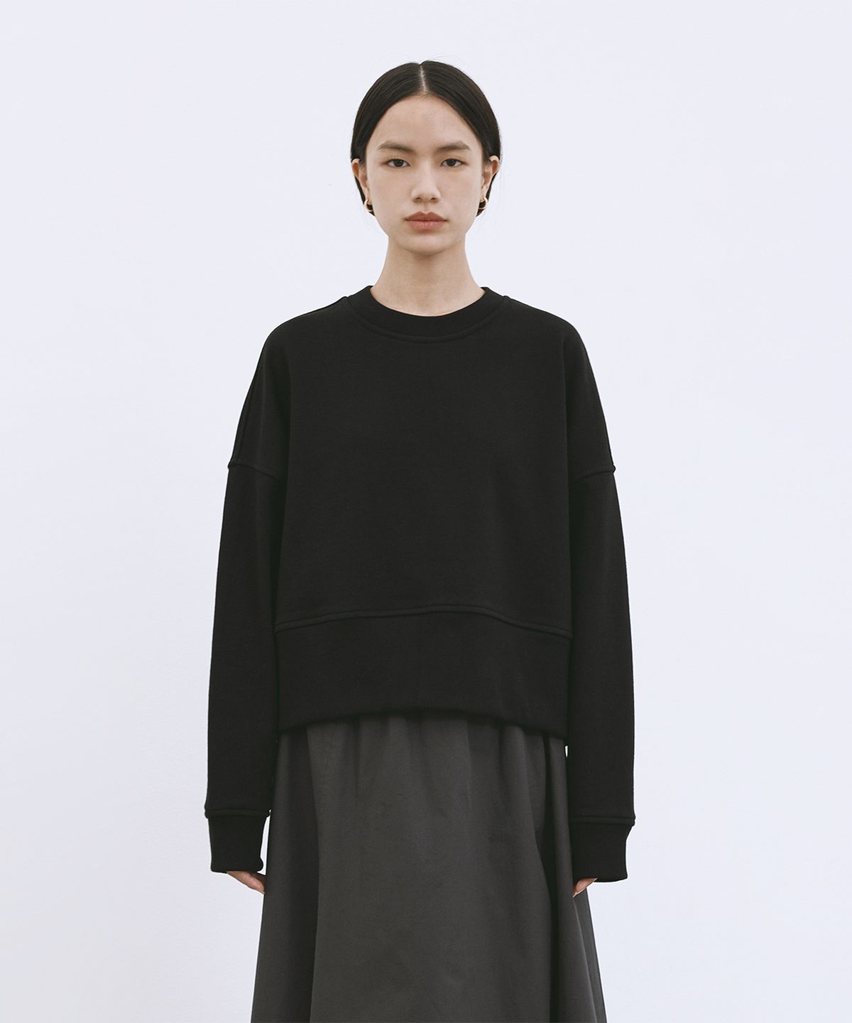 모노포비아(MONOPHOBIA) OV COTTON SWEATSHIRT BLACK 오버사이즈 코튼 스웻셔츠 블랙