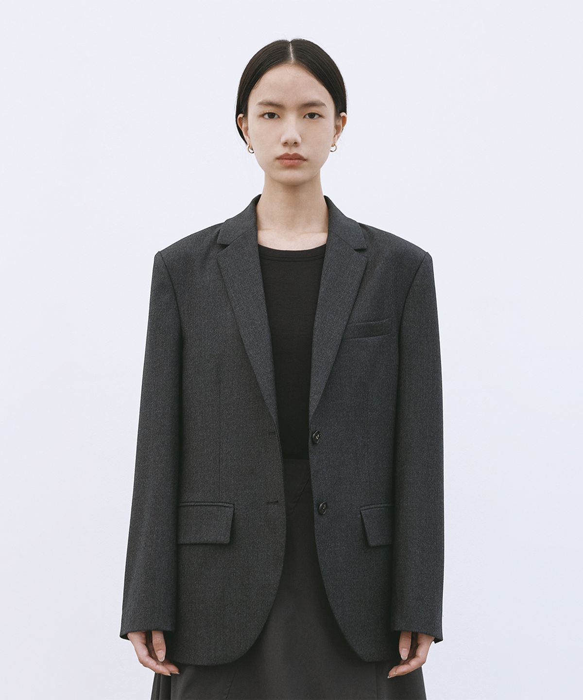 모노포비아(MONOPHOBIA) OVERSIZED WOOL SINGLE JACKET GREY 울 싱글 자켓 그레이
