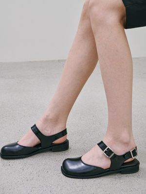 BPS25003 페블 더블 스트랩 슬링백 로퍼