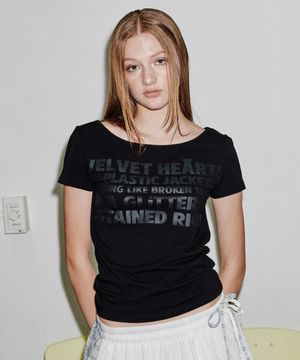 레터링 슬림 H/S 티 [블랙]