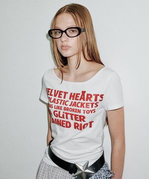 레터링 슬림 H/S 티 [화이트]