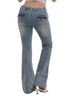 Ribbon stitch bootcut jeans (blue)