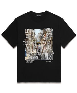 COLOR BALANCE TYPO 오버핏 반팔 티셔츠 (VS0123) 블랙