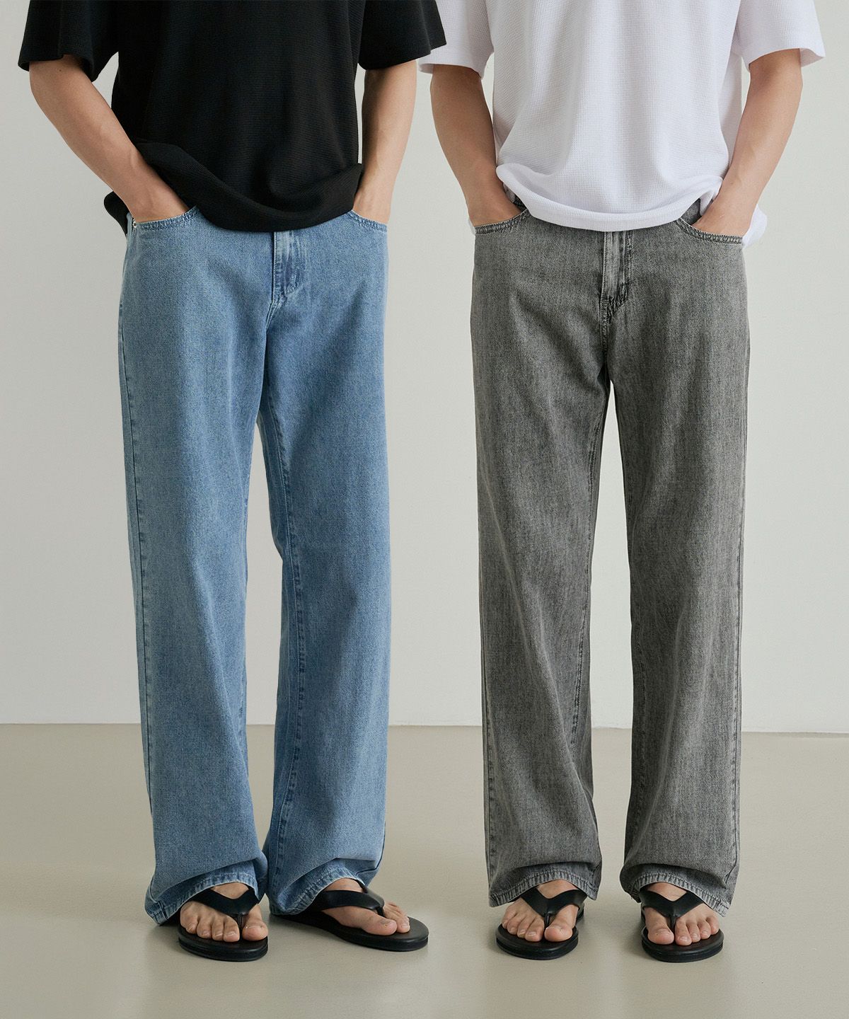 크레드먼스(CREEDMENS) 린넨라이크 세미와이드 데님 팬츠(3 color)