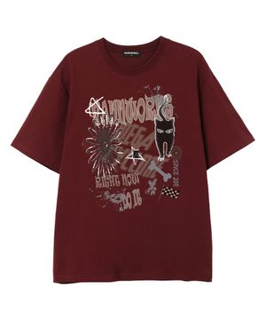 CAT DO IT 오버핏 반팔 티셔츠 (VS0113) 버건디