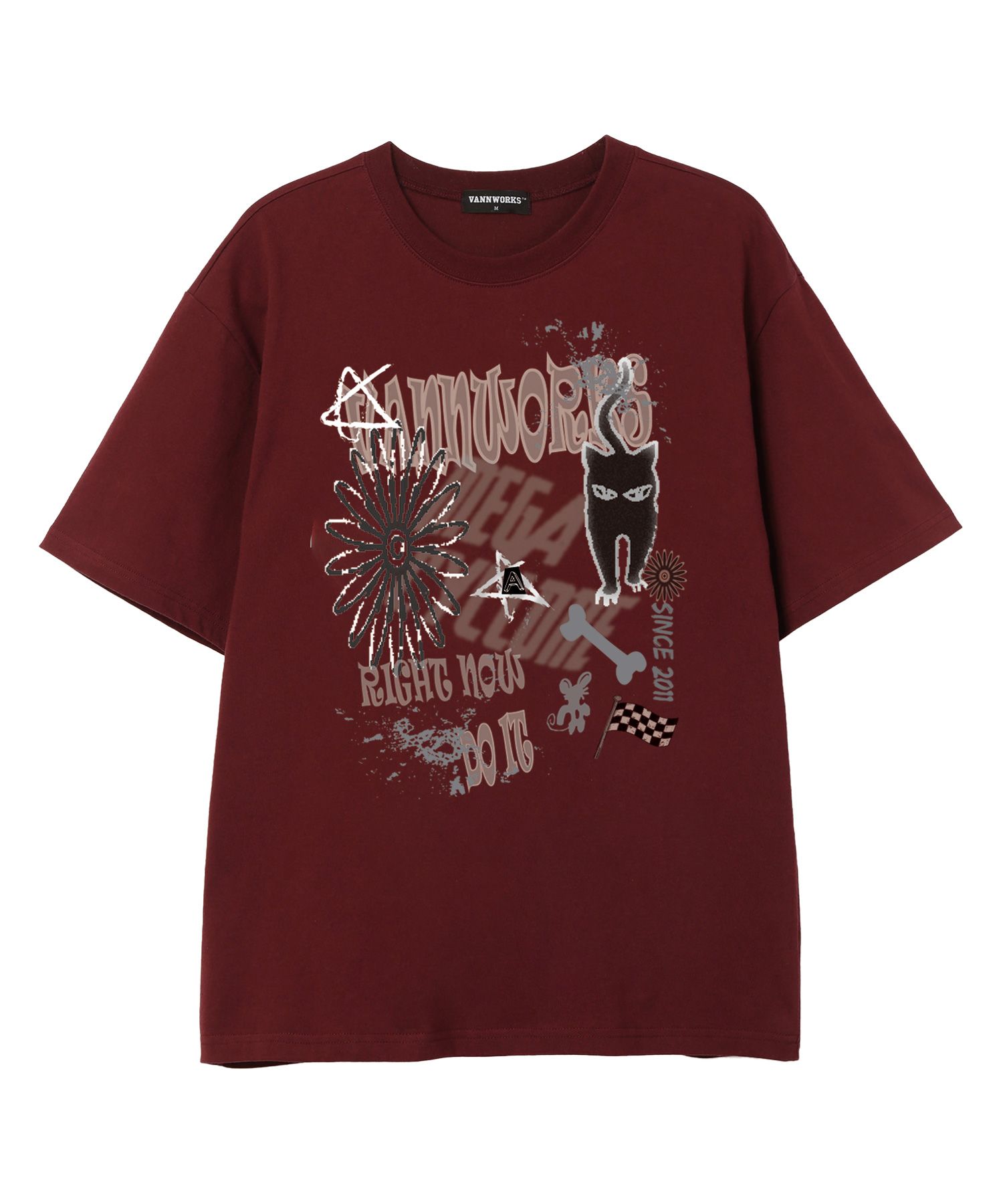 Tシャツ・カットソー IONSEOUL Cat Over Short Sleeve T-Shirt JE1091 Summer Short Sleeved T-shirt 2025 New Korean Ins Retro
