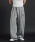 오버핏 와이드 스트링 조거 팬츠 - 그레이