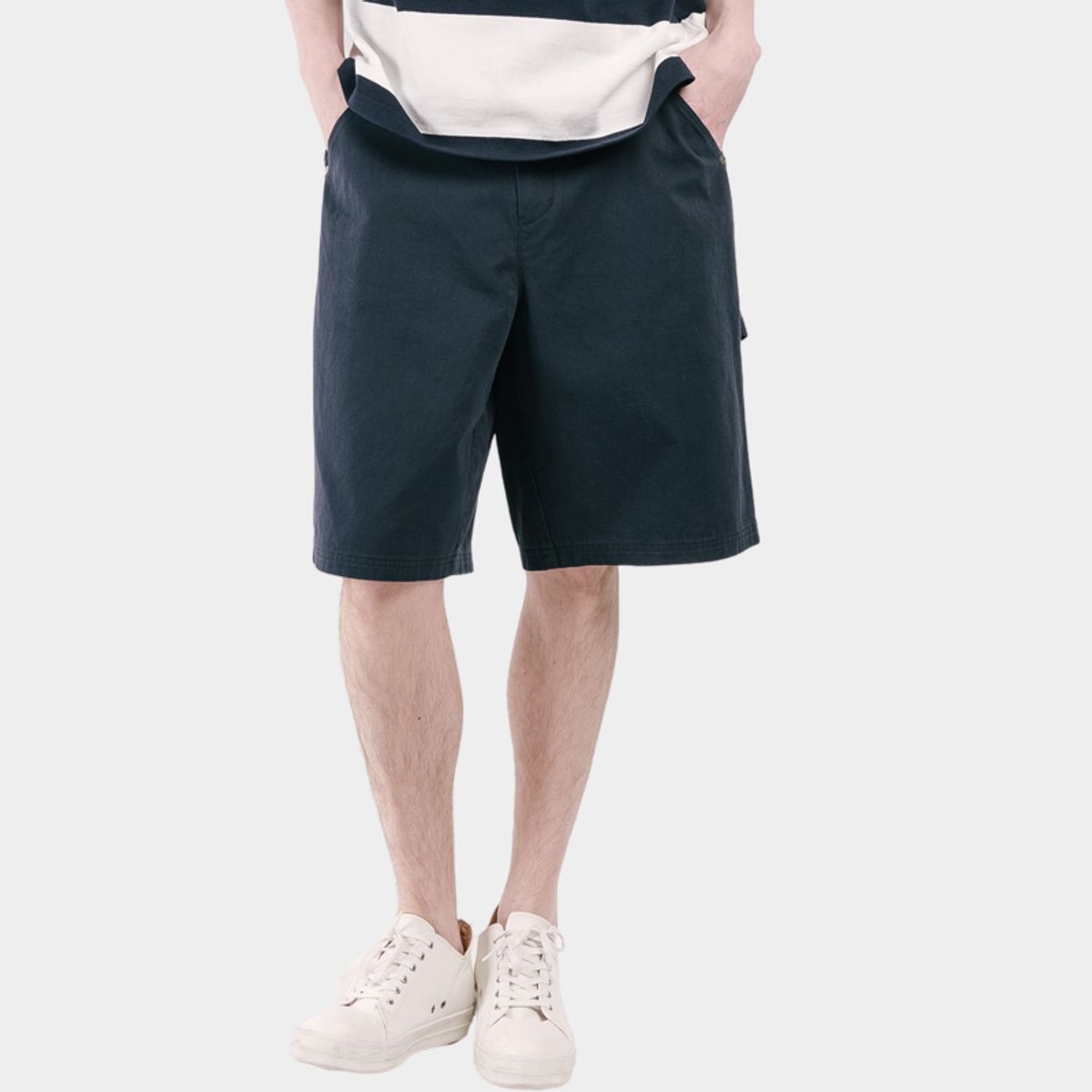 커스텀어스(CUSTOMUS) 바이오 워싱 오버핏 밴딩 남자 하프 팬츠 CXS25MWHP416 NAV