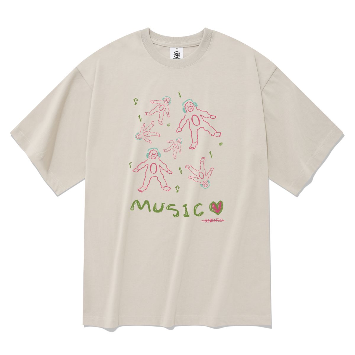 라디네오(RADINEO) 뮤직 반팔 티셔츠 베이지