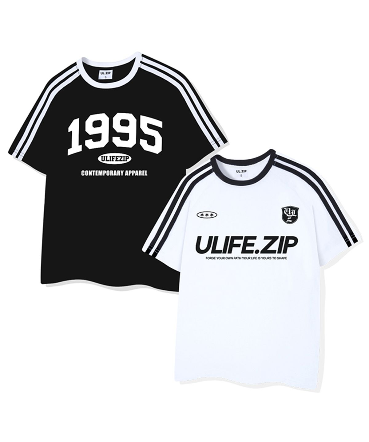 유라이프지(ULIFEZIP) [2PACK] 1995 네임아치 오버핏 트랙 반팔티 4 Color [ULZE_9002]