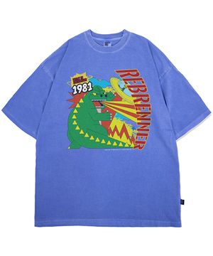 DTG 괴수 피그먼트 오버핏 반팔티셔츠 블루