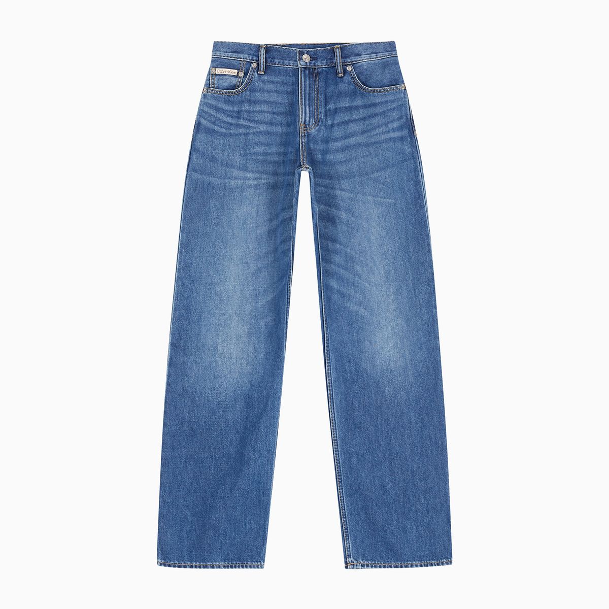 캘빈클라인 진(CALVIN KLEIN JEANS) 여성 로우라이즈 릴렉스핏 미드블루 37.5 라이트웨이트 데님 J225109 1A4
