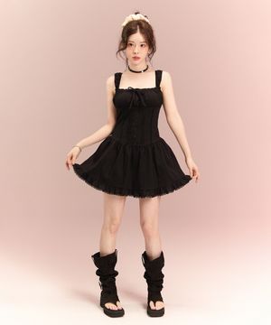 베티붑 프리스틴 셔링 미니 원피스_블랙