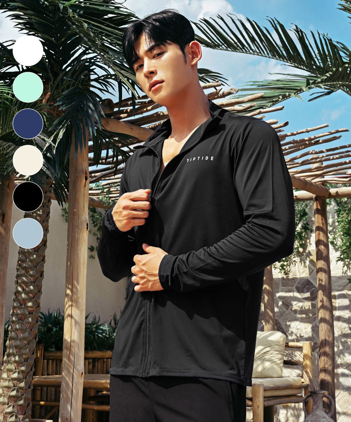 헤링본(HERRINGBONE) 루즈핏 액티브 집업 래쉬가드 (BLACK) / RC903M