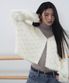 우먼즈 롬버스 퍼지 가디건 [아이보리]