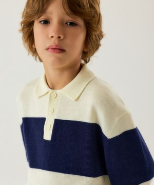 니티드 볼드 스트라이프 럭비 셔츠 [네이비]