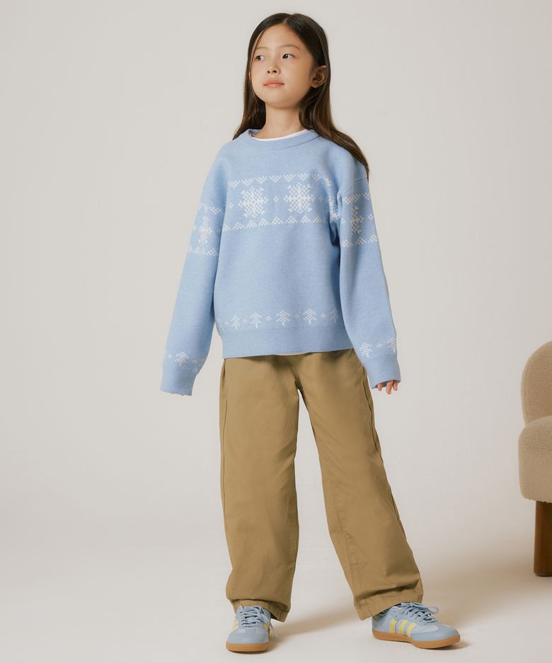 노르딕 크루 넥 니트 [스카이 블루]