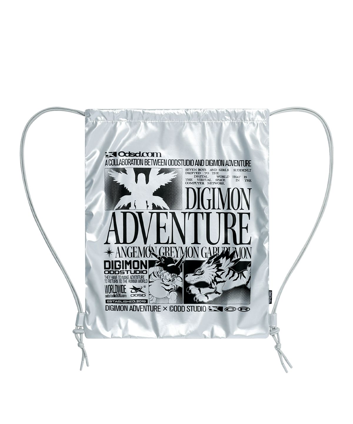 오드스튜디오(ODDSTUDIO) [디지몬 어드벤처] Glossy String Bag - SILVER