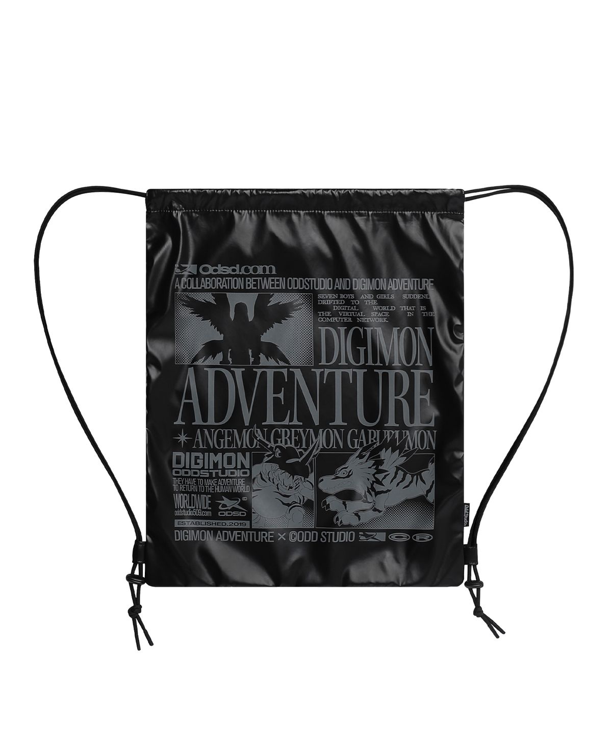 오드스튜디오(ODDSTUDIO) [디지몬 어드벤처] Glossy String Bag - BLACK