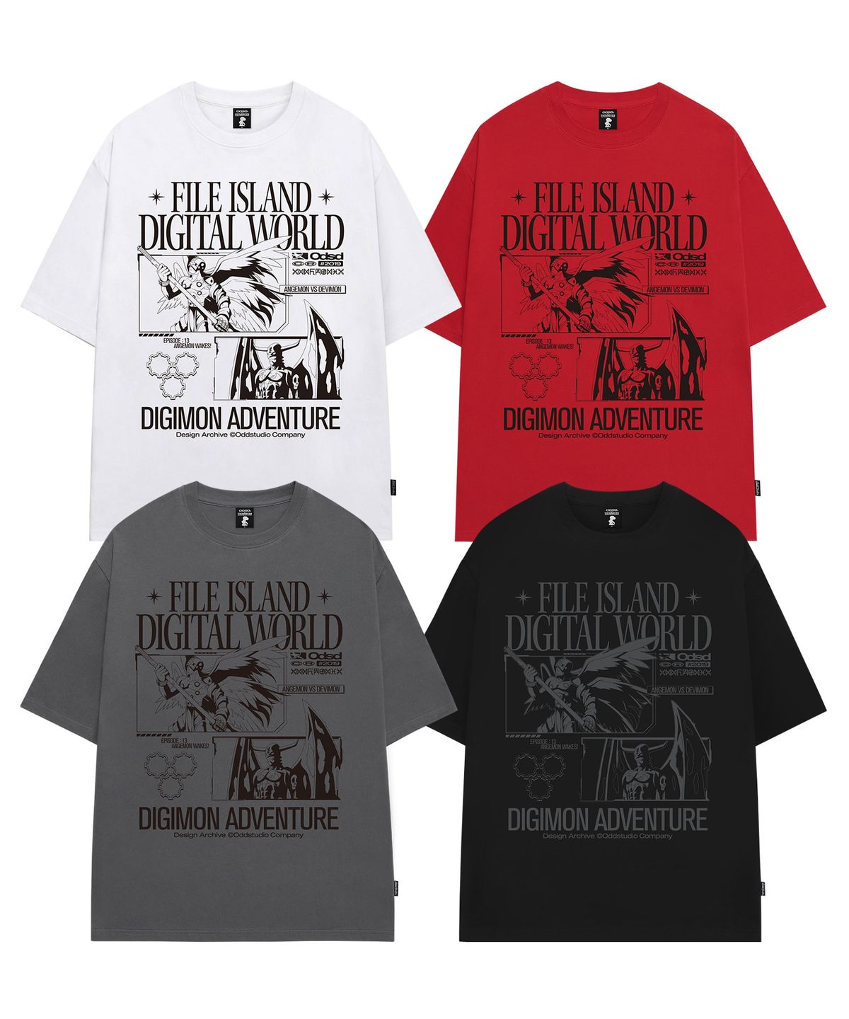 오드스튜디오(ODDSTUDIO) [디지몬 어드벤처] Angemon&Devimon Overfit T-shirt - 4COLOR