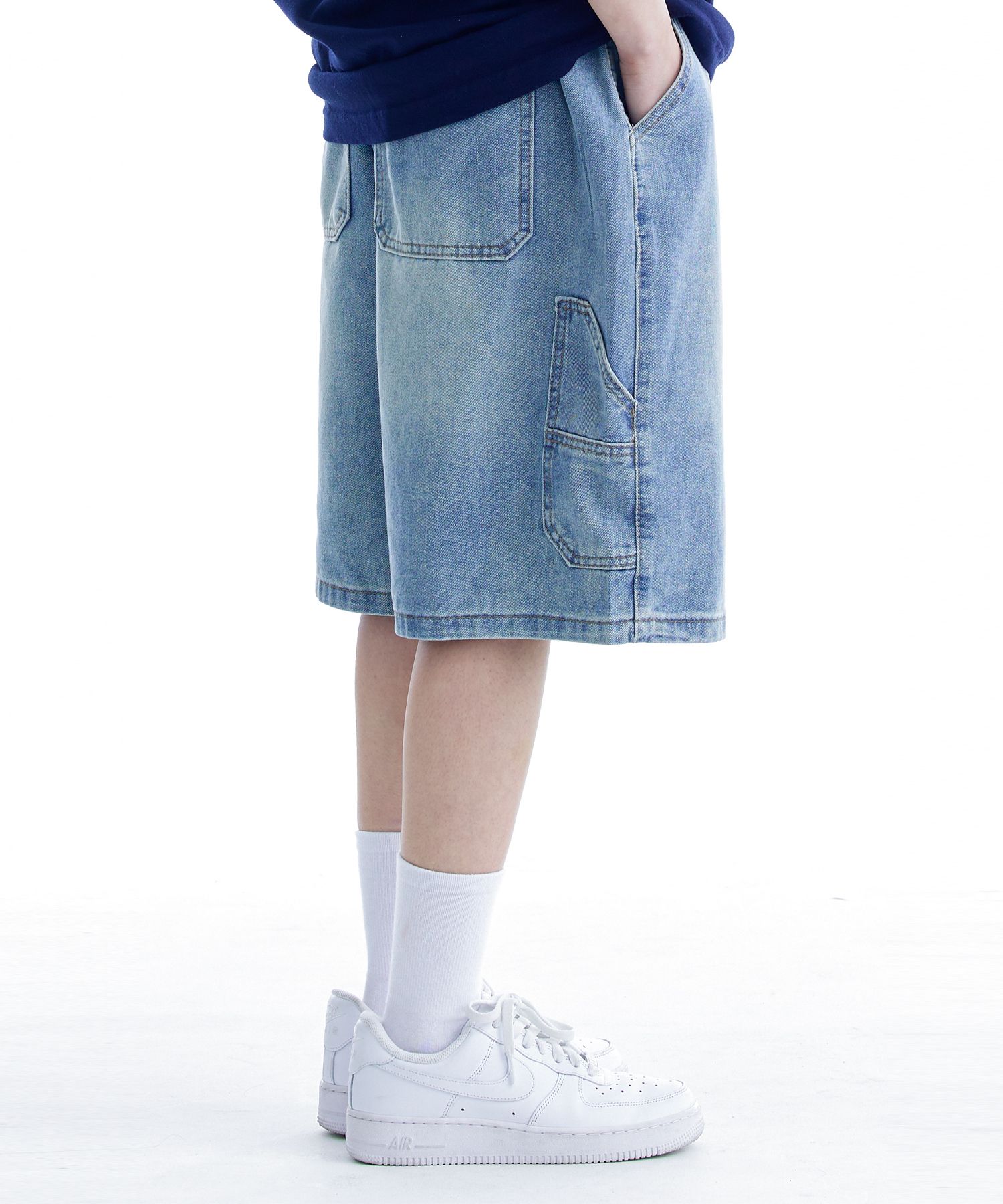 【BAON】[unisex] Patch Carpender Banding Bermuda Denim PT MUSINSA | CREAM SODA LAB Bermuda Carpenter Short Denim Pants