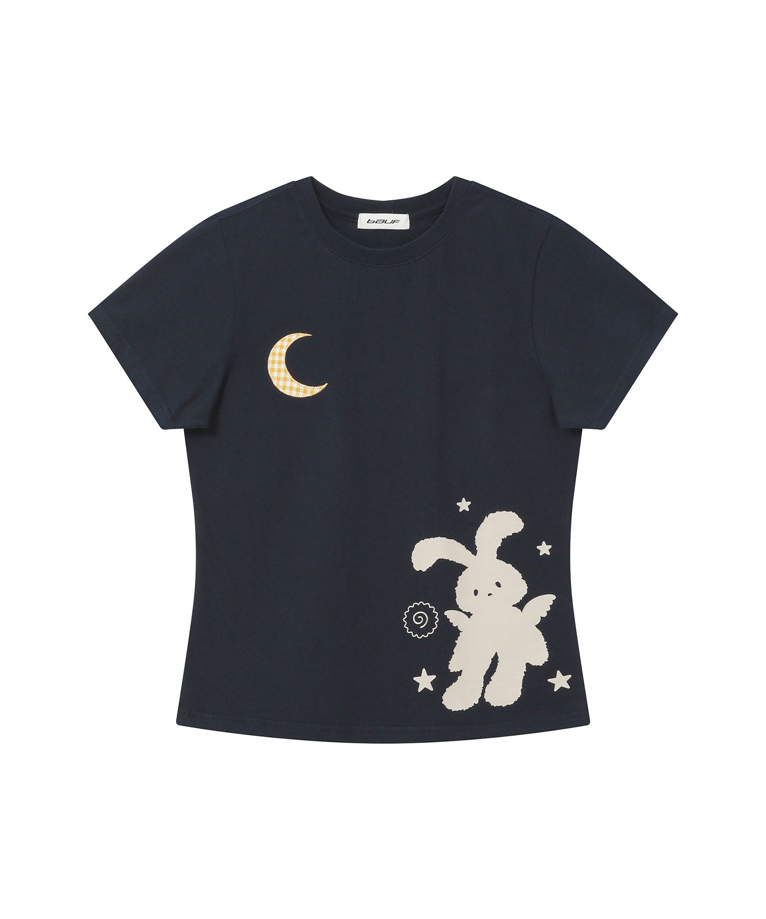 韓国 人気 ウサギTシャツ[BAUF] MOON RABBIT SLIM FIT T-SHIRT MUSINSA公式 | BAUF Moon Rabbit Slim Fit T-Shirt [Navy]