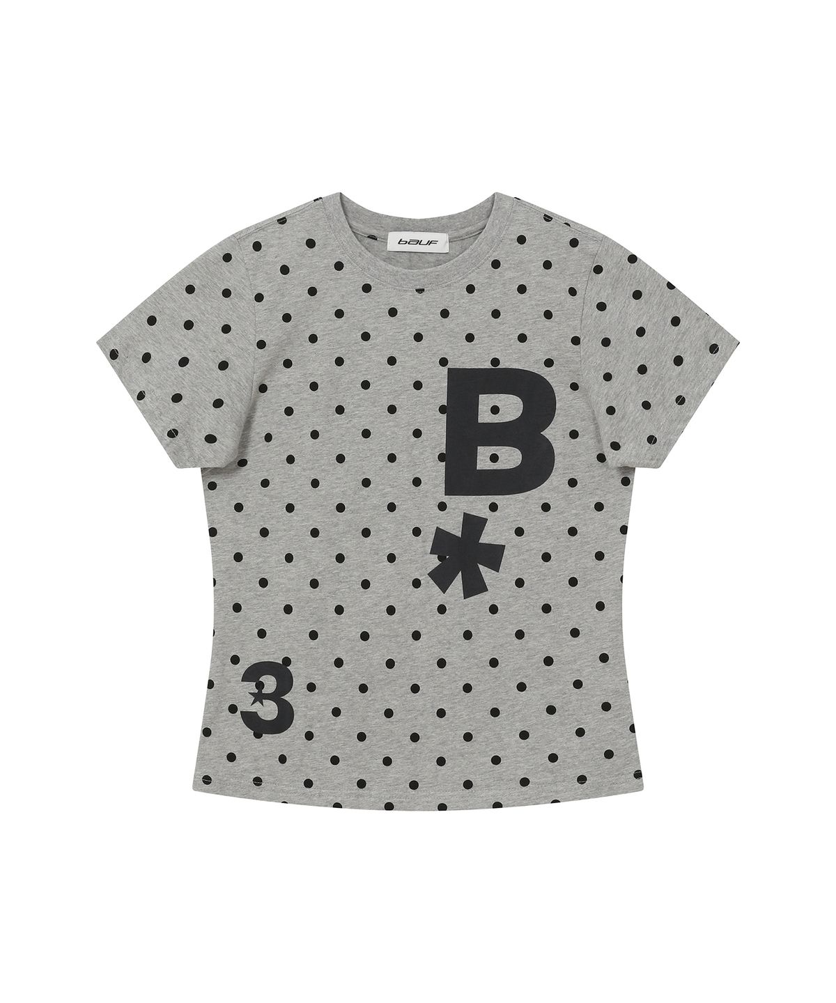 바우프(BAUF) B logo 슬림핏 티셔츠 [도트 그레이]