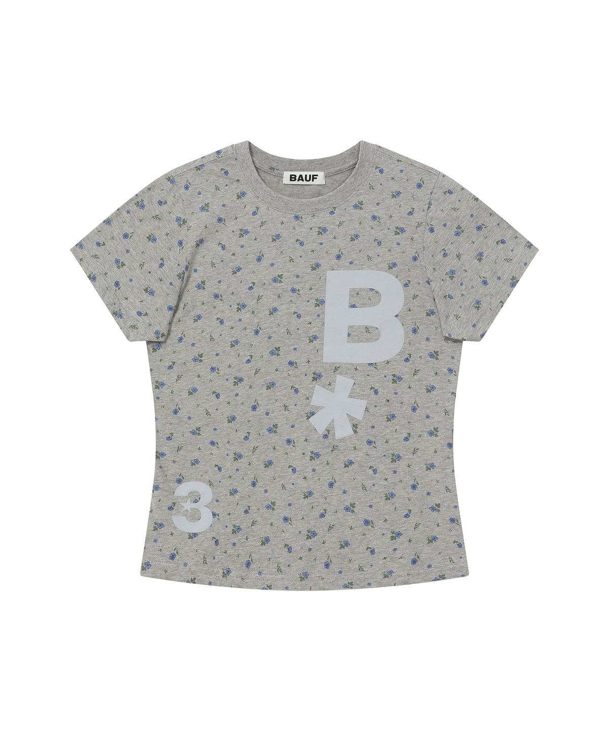 바우프(BAUF) B logo 슬림핏 티셔츠 [플라워 그레이]