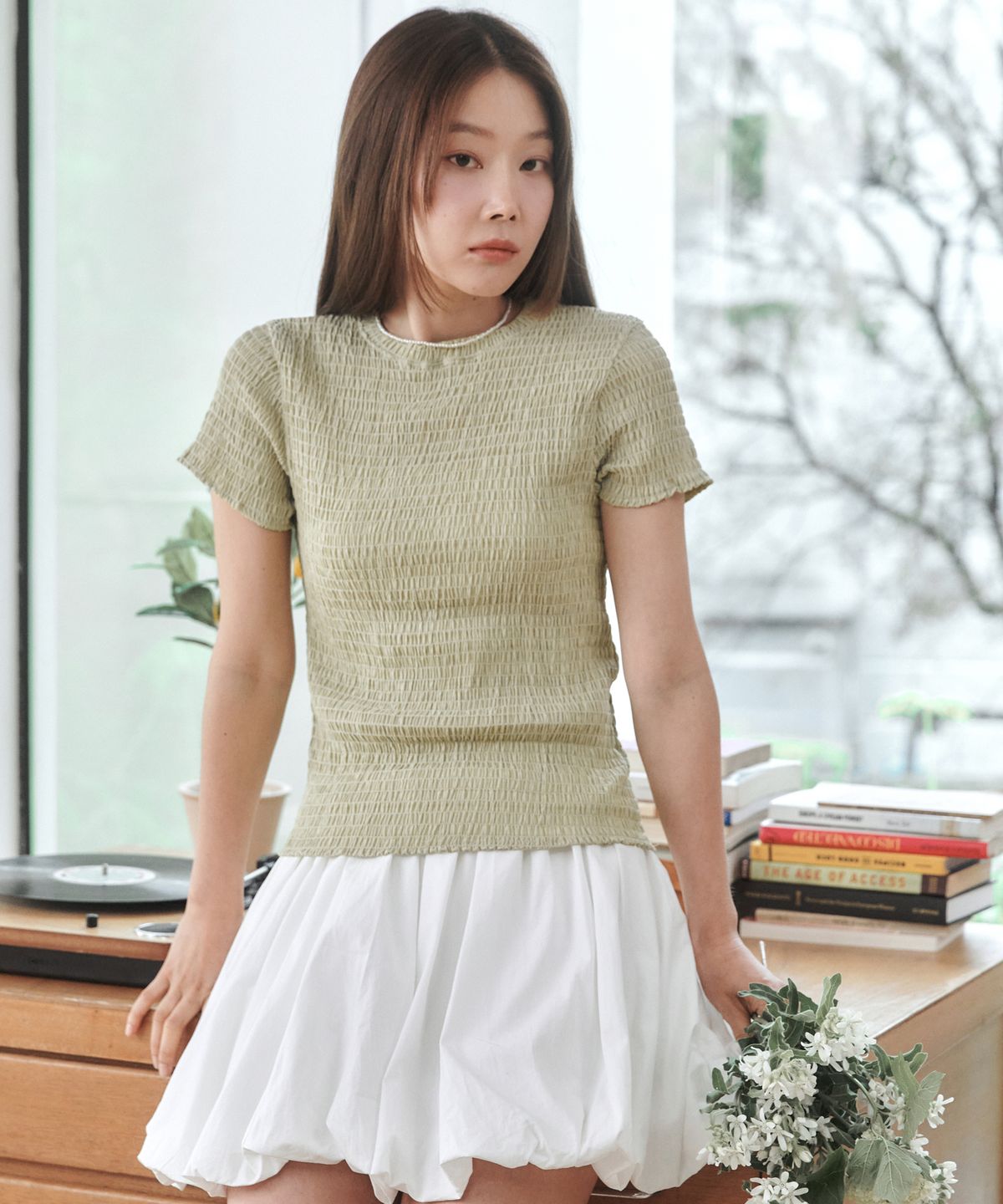 로시로우(LOSSYROW) Smoke Short Sleeve Tee Olive