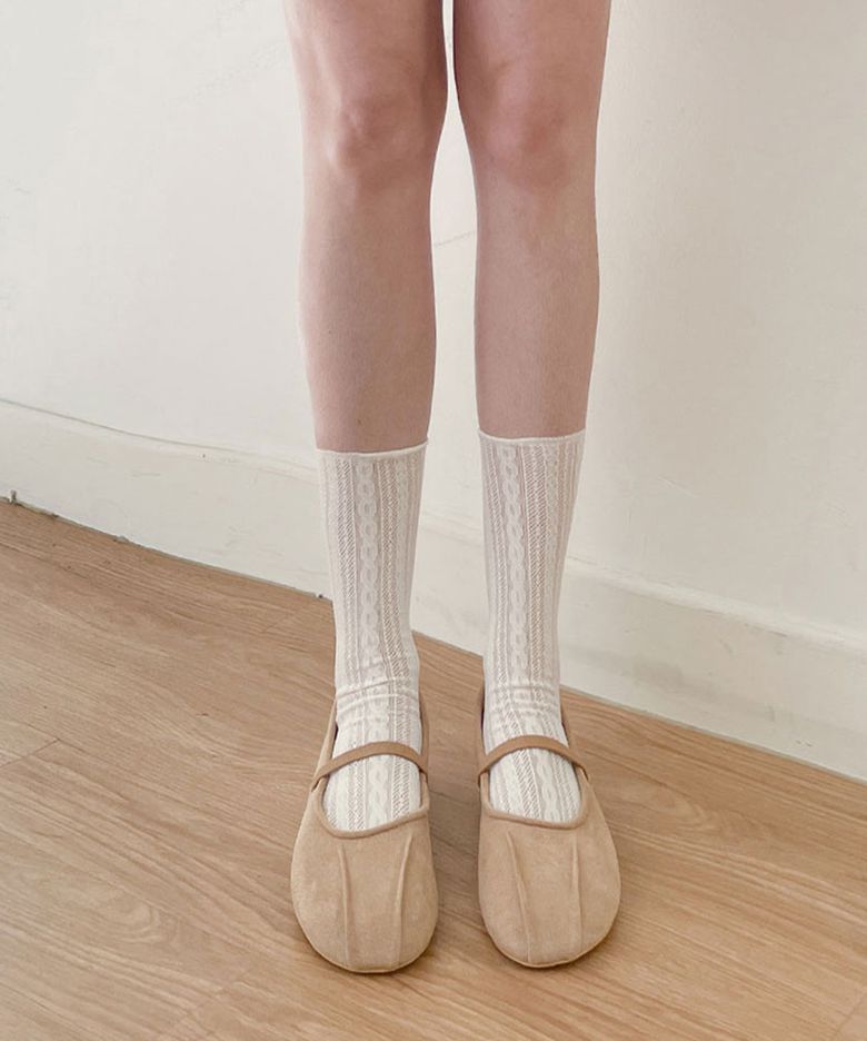 Sheer cable knit socks