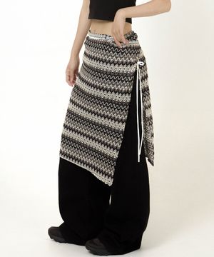 Ethnic Long Wrap Skirt Gray