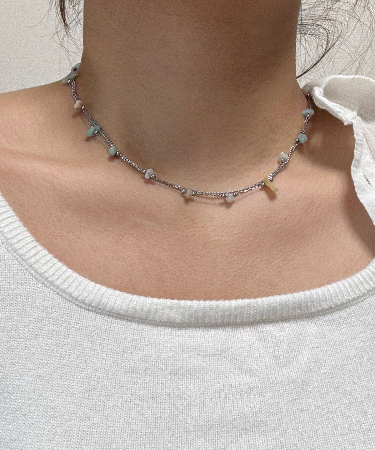 모노플럭스(MONOFLUX) 드리프트 스톤 웨이브 더블 체인 목걸이