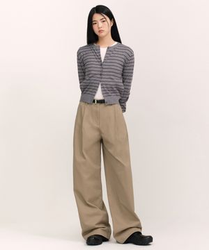 우먼즈 딥 턱 엑스트라 와이드 치노 팬츠 [베이지]