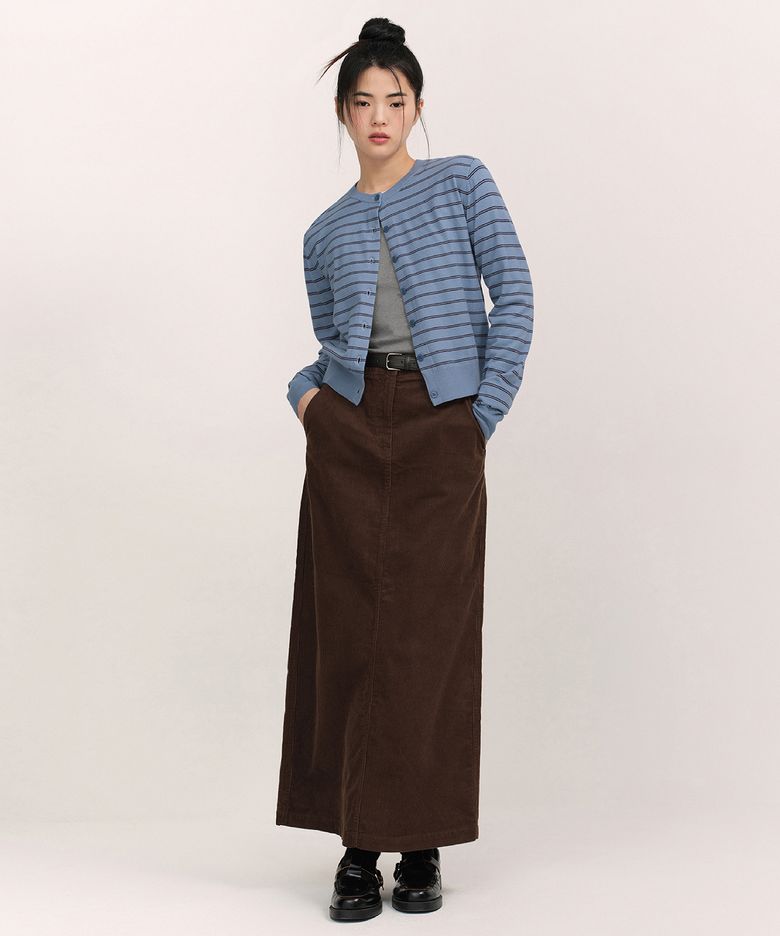 우먼즈 11W  코듀로이 맥시 스커트 [브라운]