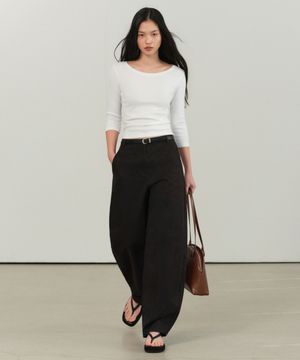 우먼즈 커브드 치노 팬츠 [블랙]