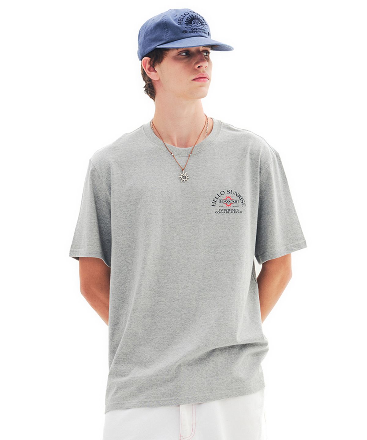 헬로 선라이즈(HELLO SUNRISE) HAWAII Arch Logo Tee_8% Melange Gray