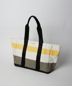 마리 스트라이프 캔버스 쇼퍼 토트백 옐로우