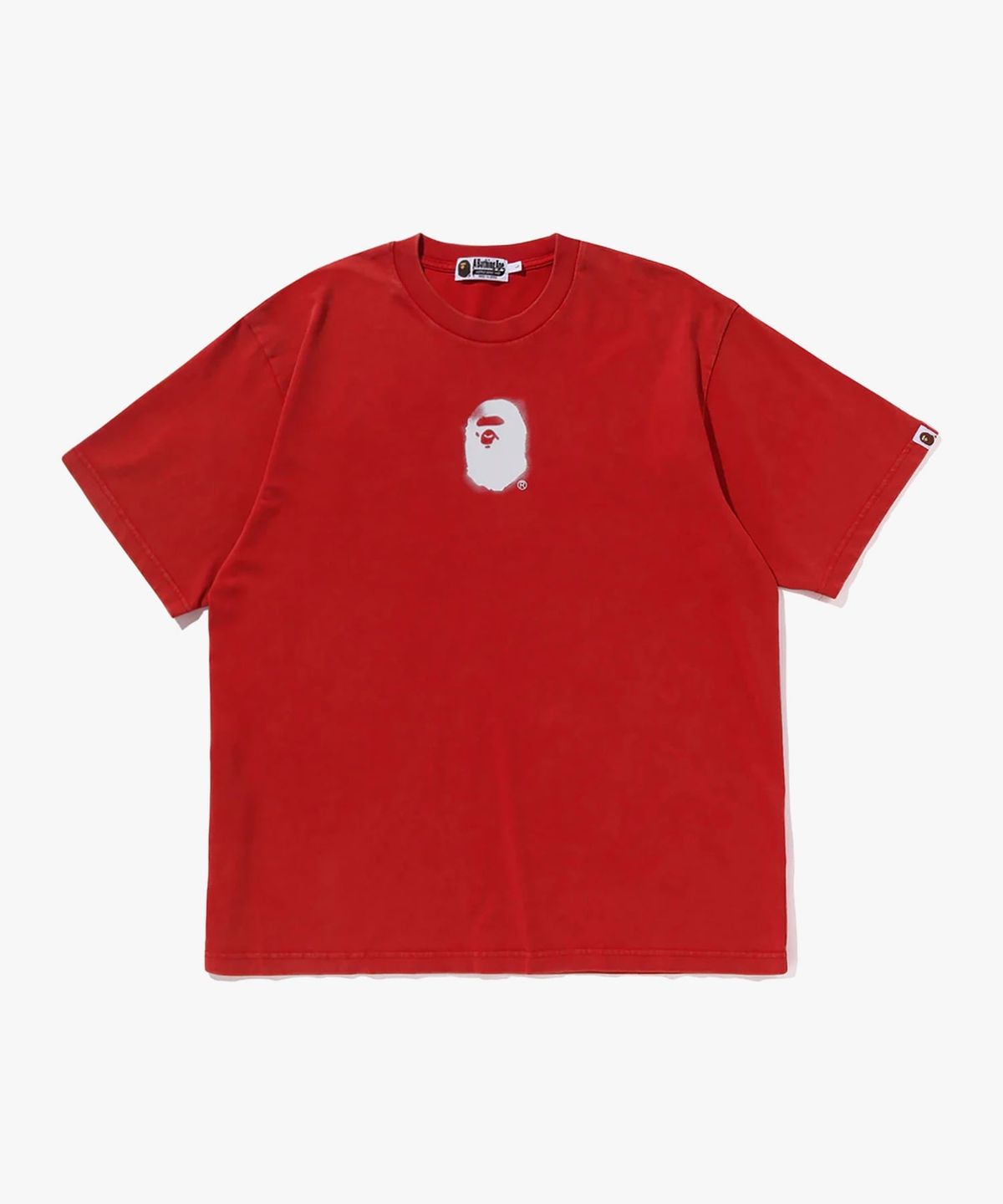 베이프(BAPE) 피그먼트 프린트 에이프 헤드 릴렉스드 핏 티셔츠(M) RED