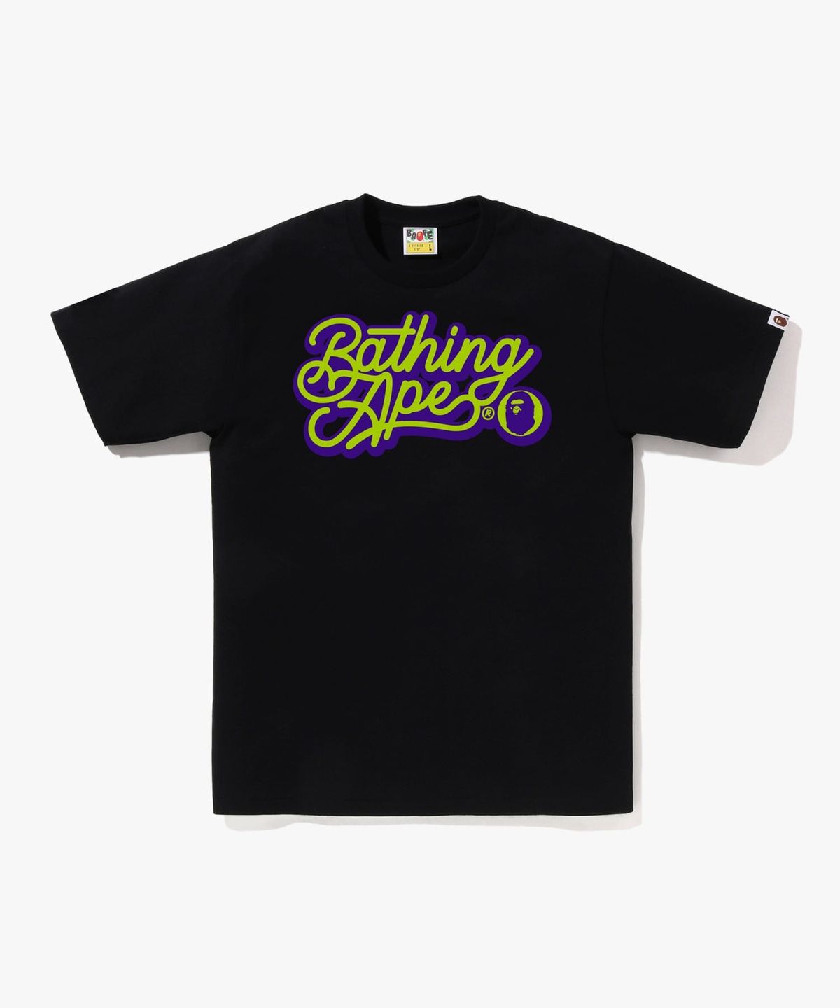 베이프(BAPE) BATHING APE 스크립트 로고 티셔츠(M) BLACK/GREEN