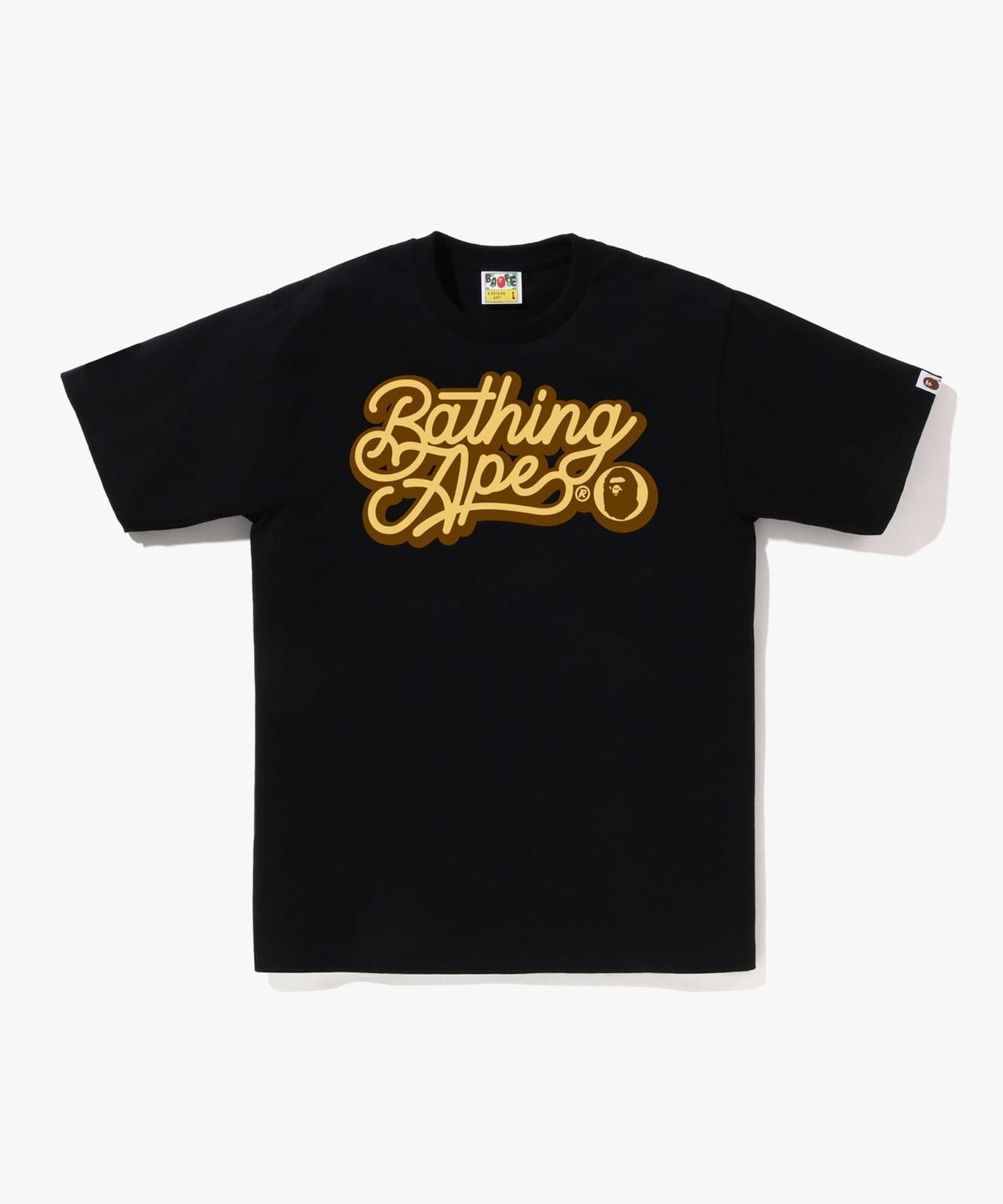 베이프(BAPE) BATHING APE 스크립트 로고 티셔츠(M) BLACK/BROWN