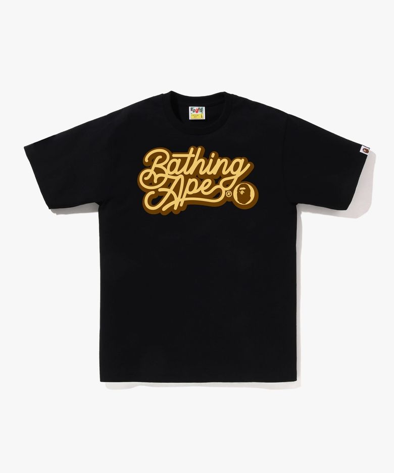 BATHING APE 스크립트 로고 티셔츠(M) BLACK/BROWN