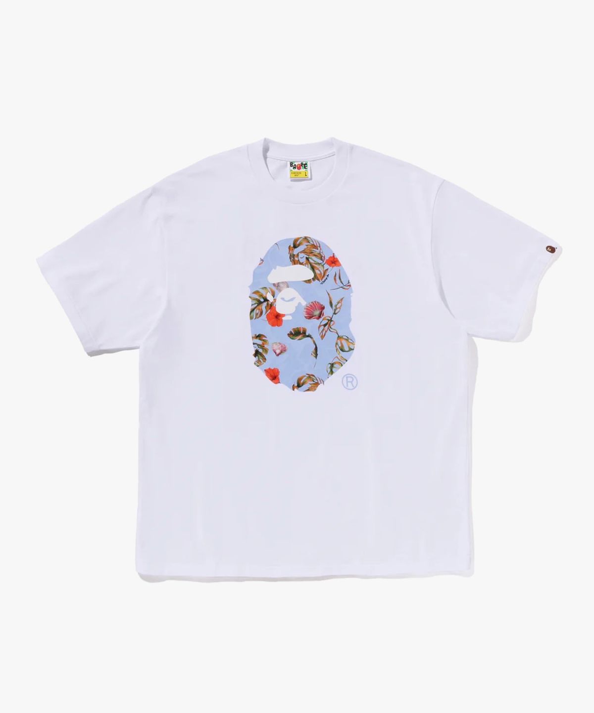 베이프(BAPE) 베케이션 패턴 에이프 헤드 릴렉스드 티셔츠(M) WHITE