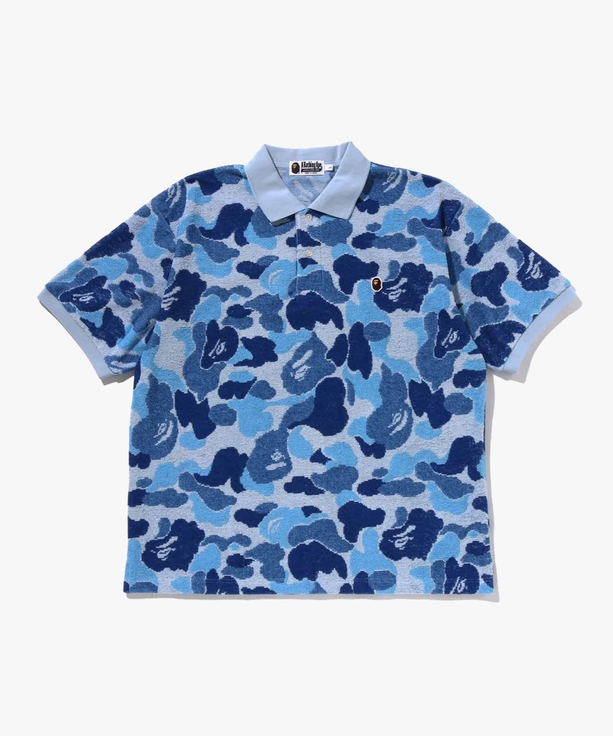 베이프(BAPE) ABC 카모 파일 자카드 릴렉스트 핏 폴로 셔츠(M) BLUE